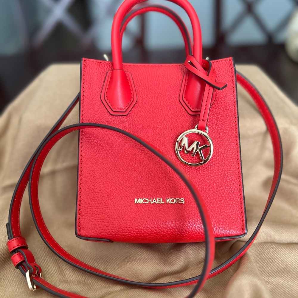Michael Kors Red Mini Bag with Gold Charm